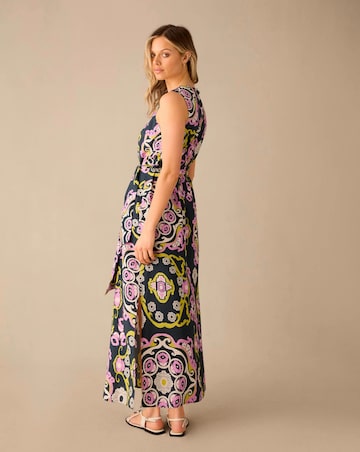 Ro&Zo Geo Print Tie Belt Dress