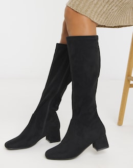 Claudia Block Heel Knee High Boots Wide Fit (E) &amp; Super Curvy/Curvy Plus Calf