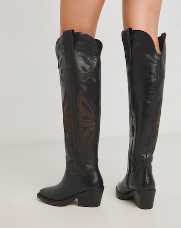 Tex Leather Over the Knee Western Boots - Extra Wide Fit (EEE) & Curvy Calf
