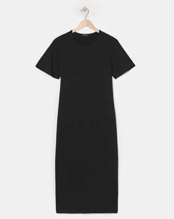 Simply Be Black Viscose Elastane Midi T-Shirt Dress