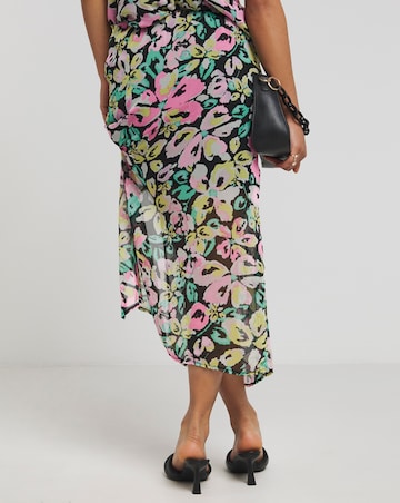 Simply Be Georgette Floral Gathered Midi Skirt