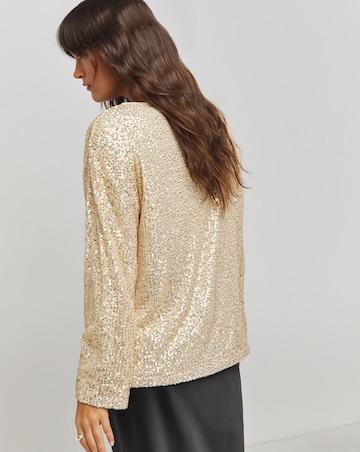 Gold Linear Sequin Top