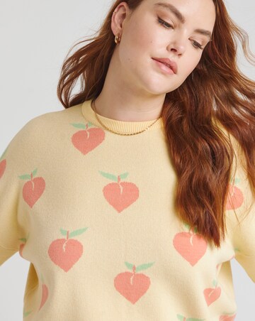 Simply Be Peach Pattern Crew Neck Jumper