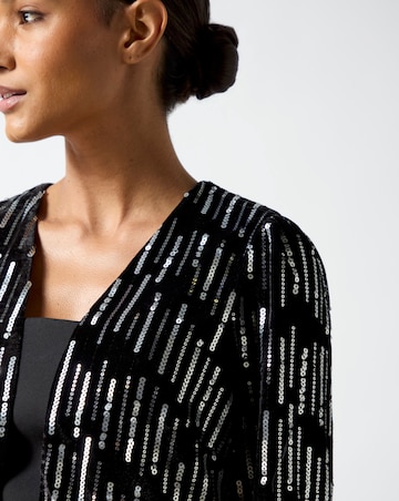 Ro&Zo Black Embellished Velvet Jacket