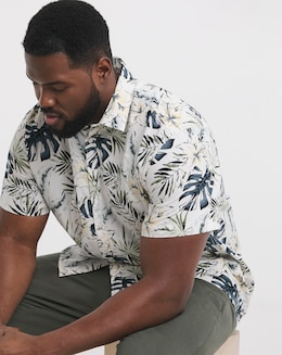 Jack &amp; Jones Hawaii Print Shirt - White/Blue