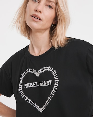 Religion Rebel Heart Hand Tie Dyed Embellished T-Shirt