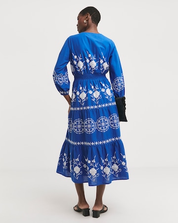 Embroidered Smock Dress