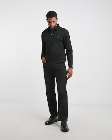 BOSS Long Sleeve Black Metal Badge Polo
