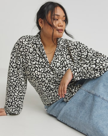Simply Be Mono Print Tie Front Long Sleeve Shirt