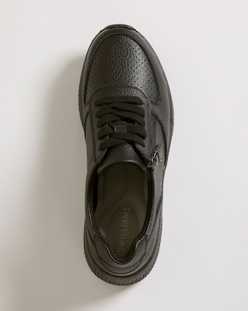 Heavenly Soles Seraphina Leather Lace Up Side Zip Trainers - Wide Fit (E)