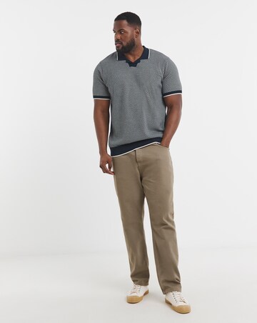 Navy Knitted Cuban Collar Polo