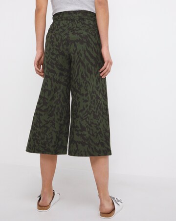 Animal Pull On Linen Mix Wide Leg Culotte