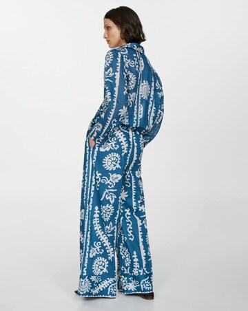 Mango Nemo Floral Print Cotton Wide Leg Trousers