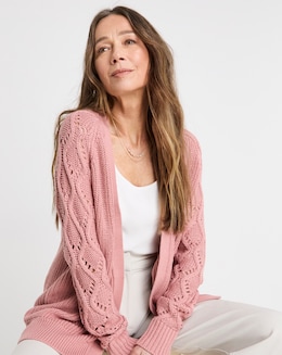 Rose Edge To Edge Stitch Sleeve Cardigan
