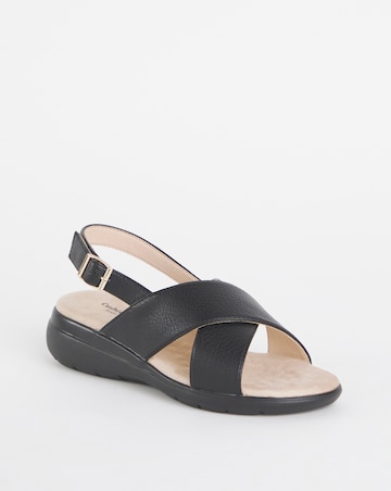 Cushion Walk Black Crossover Sandal -Wide Fit (E)