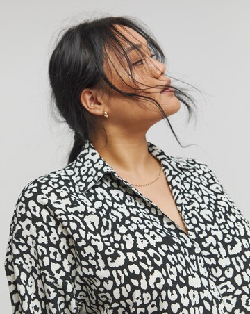 Simply Be Mono Print Tie Front Long Sleeve Shirt
