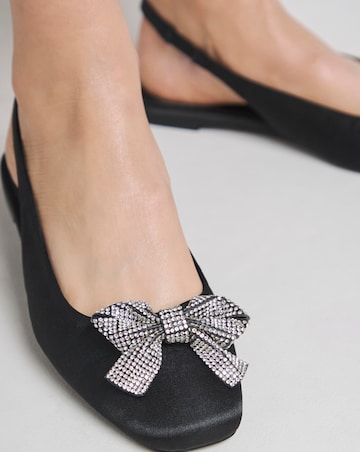Monroe Diamante Bow Slingback Shoes - Wide Fit (E)