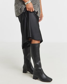 Claudia Low Block Heel Knee High Boots - Standard Fit (D) & Standard/Curvy Calf