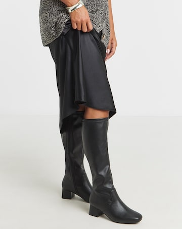 Claudia Low Block Heel Knee High Boots - Standard Fit (D) & Standard/Curvy Calf