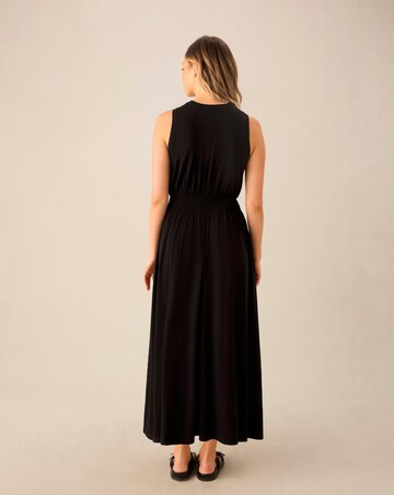 Ro&Zo Black Jersey Shirred Waistband Dress