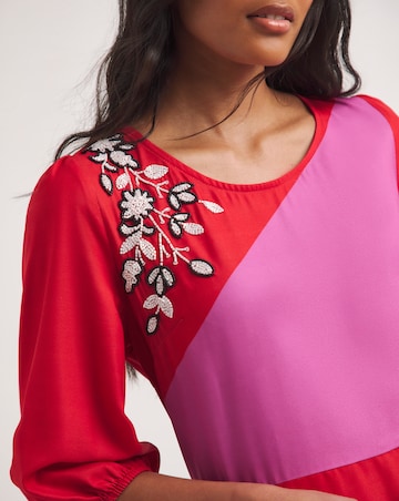 Raishma Studio Abstract Print Embellished Midi Dress