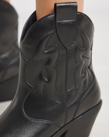 Angelique Embroidered Leather Ankle Western Boots - Extra Wide Fit (EEE)