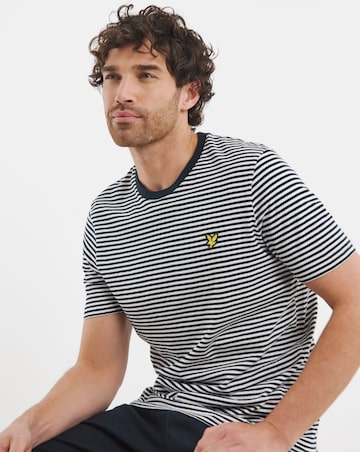 Lyle & Scott Short Sleeve Linen Blend Stripe T-Shirt - Navy/White