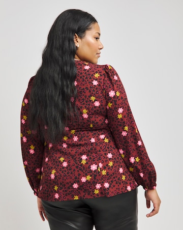 Lace Trim Blouse With Long Sleeve