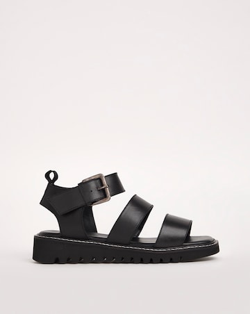 Lyla Leather Chunky Buckle Sandals - Wide Fit (E)
