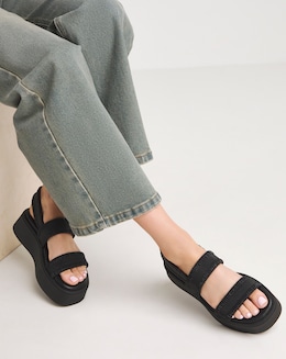 Pixie Ruched Strapped Flatform Sandals Extra Wide EEE Fit Simply Comfort