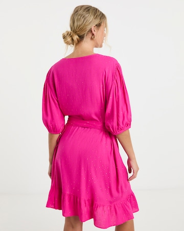Pink Lurex Wrap Dress