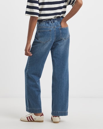 Simply Be Mid Wash Front Pocket Detail Slim Wide Jeans