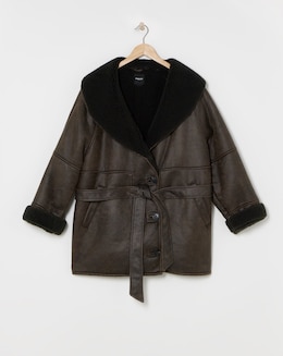 Dark Brown Shawl Collar Aviator