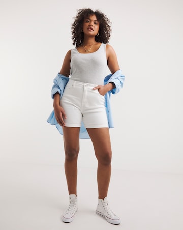 Simply Be White 24/7 Mid Shorts