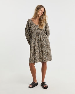Simply Be Animal Linen Blend Smock Dress