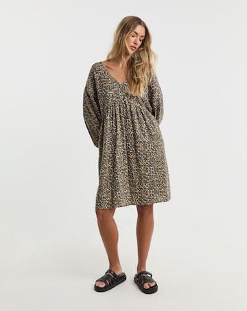 Simply Be Animal Linen Blend Smock Dress
