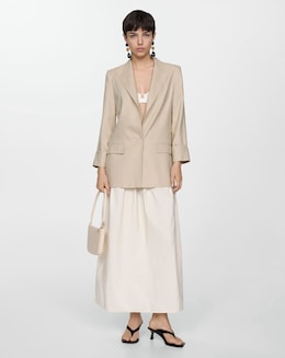 Mango Beige Linen Blazer
