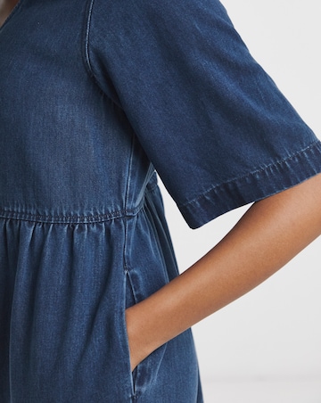 Simply Be Indigo Tiered Denim Smock Dress