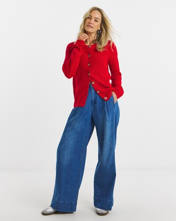 Red Raglan Long Sleeve Cardigan