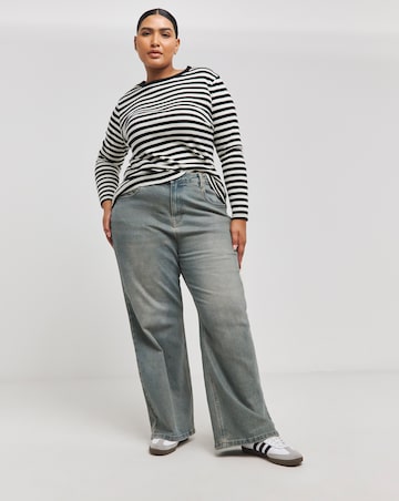 Black & Ivory Stripe Ribbed Long Sleeve Top