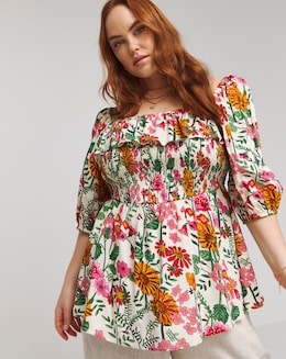 Lovedrobe Floral Shirred Puff Sleeve Top