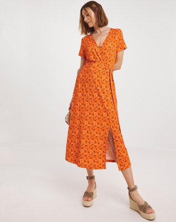 Joe Browns Orange Ditsy Floral Midi Dress