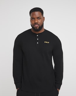 Polo Ralph Lauren Black Waffle Long Sleeve Mix &amp; Match Lounge Top