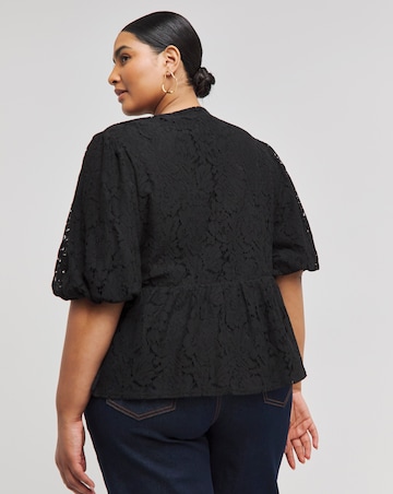 Lace Velour Bow Blouse