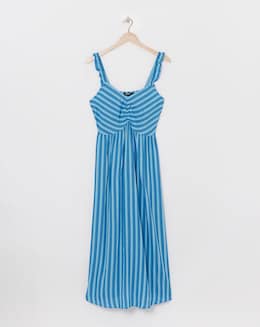 Simply Be Stripe Print Frill Strap Midi Dress