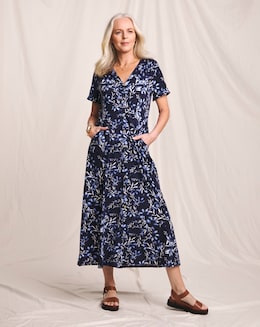 Julipa Shirred Shoulder Jersey Midi Dress