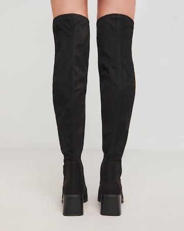 Walker Classic Block Heel Over Knee Stretch Boots - Wide Fit (E) & Curvy Calf