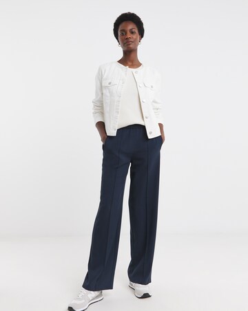 Pure Cotton White Collarless Denim Jacket