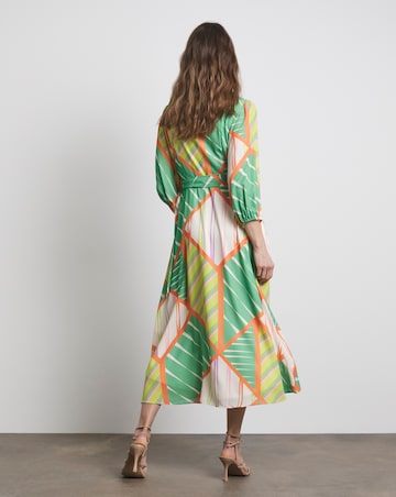 Joanna Hope Geo Print Functional Wrap Midi Dress
