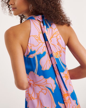 Ro&Zo Oriental Floral Satin Twist Halter Neck